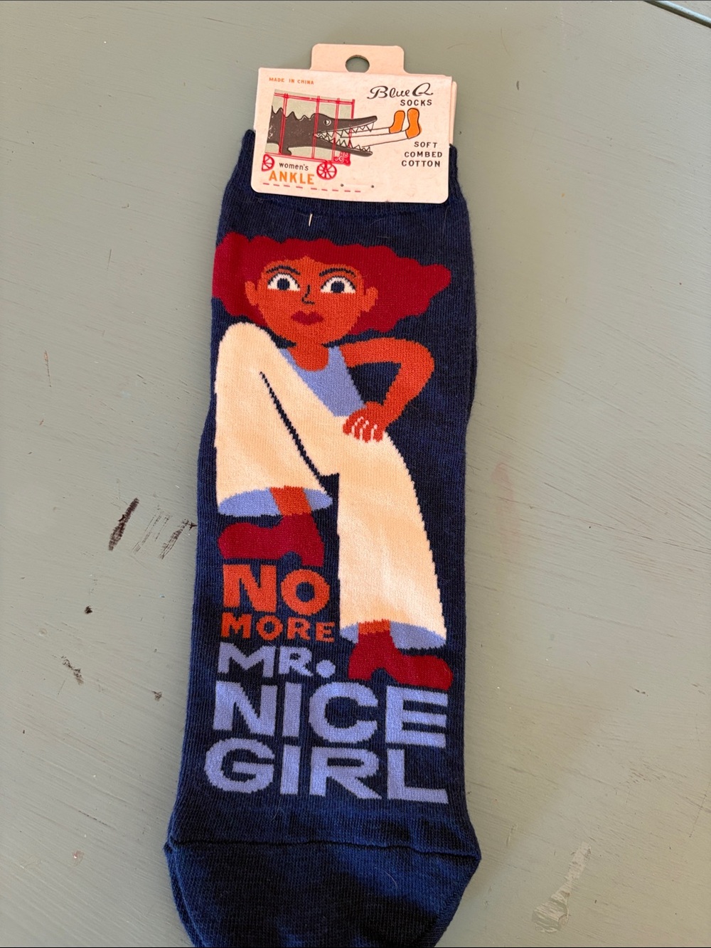 Blue Q Navy Ankle Socks 'No More Mr. Nice Girl’